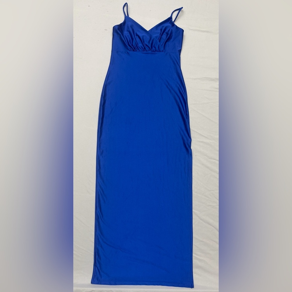 Popular 21 Royal Blue Satin Maxi Slip Dress –